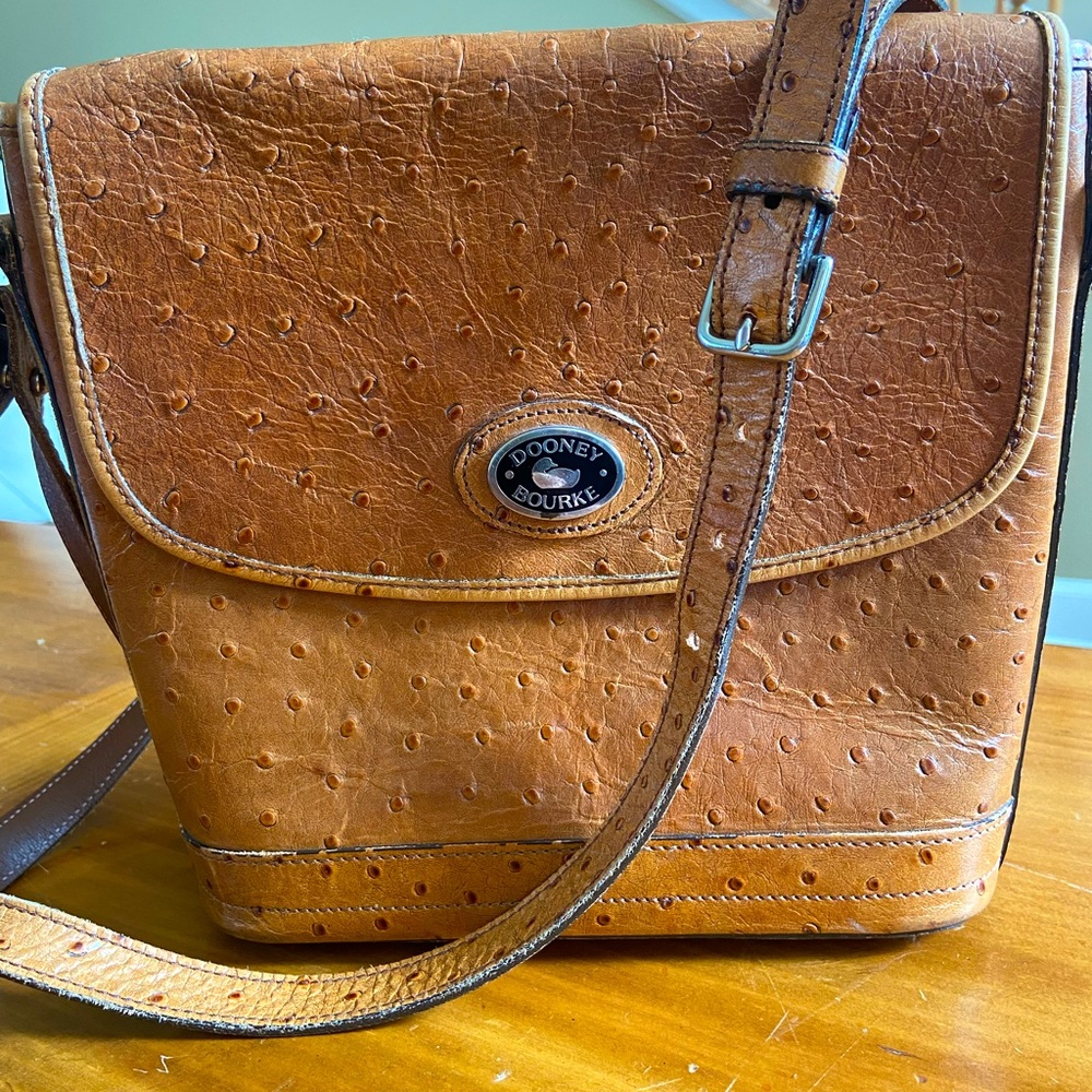 Dooney and Bourke camel ostrich crossbody bag